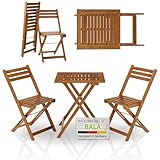 Juskys Balkonmöbel Set Bala - Sitzgruppe 3 teilig aus Holz für 2...
