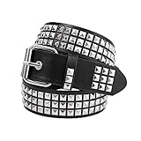 GWAWG Schwarzer Nietengürtel Rock Nieten Gürtel PU Leder Punk Gürtel mit...