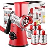 Geedel Käsereibe mit Kurbel, Gemüsereibe mit 5 Trommelmessern, Reibe für...