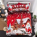 Tabeskly Weihnachtsbettwäsche Bettbezug Set für Einzelbett Kinder Jungen...