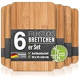 6er-Set Frühstücksbrettchen aus Bambus Holz - 22x14x0,8cm Holzbrettchen...