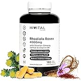 Rhodiola Rosea 4000 mg. 180 vegane Kapseln für 6 Monate. Beugt Ängsten...