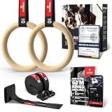 BeMaxx Turnringe Holz Gym Rings + Türanker & Trainings-eBook –...