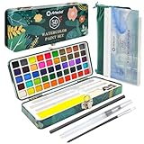 Artecho Aquarellfarben Set 50 Farben in Tragbarer Box Inklusive 4...