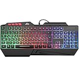 Rii Gaming Tastatur, PC Tastatur Beleuchtet Regenbogen Tastatur USB, 19...