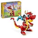 LEGO Creator 3in1 Roter Drache, Spielzeug mit 3 Tierfiguren inkl. Roter...