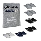 Relaxdays Gästehausschuhe 6 Paar, Hausschuhe Set mit Tasche, Größen...