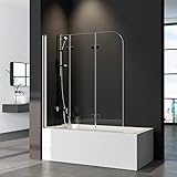 Duschwand für Badewanne 3-teilig 130x140cm Faltbar Badewannenaufsatz, Glas...