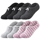 Utensilsto 4 Paar Flauschige Hausschuhsocken für Damen Herren, für den...