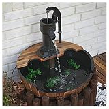 Holzfass Wasserspielpumpe - Outdoor Cascading Springbrunnen für Hof &...