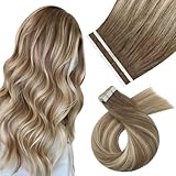Moresoo Invisible Tape in Extensions Echthaar Hellbraun 35 cm Tape...