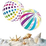 2 Stück Aufblasbar wasserball, Bunt Gestreifter strand Wasserbälle,...