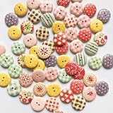 WANYI 100 Stück Knöpfe zum Annähen Holzknöpfe Kinder 15mm Runde Bunt...
