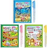 4 Stück Wiederverwendbar Magic Water Coloring Book, Malbuch mit...