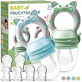 Fruchtsauger Baby ab 3 Monate- 2 Stück Zahnungshilfe + 6 Ersatz-Sauger in...