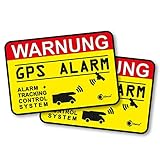 2er Set Hinweis-Aufkleber GPS Alarm Tracking System I 6 x 4 cm...