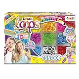 CRAZE loops FUN BOX - Loom Bänder Set mit 800 Gummibänder, Verschlüsse...