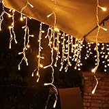 Lichterkette Eisregen Außen, 5m 200er LED Lichtervorhang LED mit Timer,...