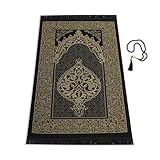 Traditioneller muslimischer Gebetsteppich mit 99 Gebetsperlen und Hut, dick...