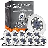 FLOWood 12 Stück Solar Bodenleuchte für Garten 8 LEDS Kaltweiß...