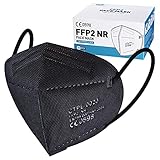 Nufasion 20 Stück FFP2 Masken Schwarz CE0598 Zertifizierung Mundschutz...