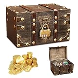 Forhandy Holz Schatztruhe Box, Aufbewahrung Vintage Schatzkiste Holz mit...
