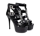 Veelau Meieer Damen Schaftsandalen Gladiator Sandalen Plattform Stiletto...