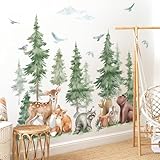 wondever Wandtattoo Waldtiere Kinderzimmer Wandaufkleber Baum Groß Reh...