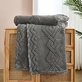 WONGS BEDDING Kuscheldecke Flauschig Decke Grau, Sofadecke Wolldecke...