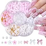 Nail Charms, Blumen Nagel Charms 3D Rosa Bogen Nail Art Dekoration,3D Acryl...