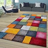 TT Home Wohnzimmer Teppich Bunt Kurzflor Wohnzimmerteppich Meliert 3D Optik...