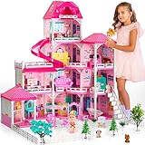 Doloowee Puppenhaus, Mädchen Traum Spielzeug Haus Möbel Rosa Mädchen...