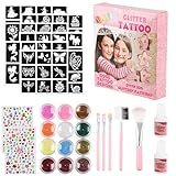 Glitzertattoos für Kinder Tattoo-Set – 160 Designs, Abziehbare und...