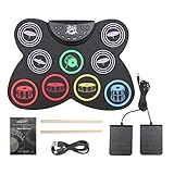 ISTOVO Elektrisches Schlagzeug-Set, 9 Pads, Silikon, faltbar, elektronische...