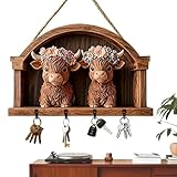 Schlüsselhalter Wandmontage, Hochlandrind Kleiderhaken Raumdekoration,...