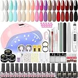 PEACECOLOR Gelnägel Starterset, 18 Farben UV Nagellack Set mit UV Lampe...