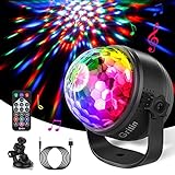 Discokugel, Gritin 360° Rotierende Musik Activated LED Party Lampe...