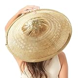TIETHEKNOT Handgefertigter Sonnenhut aus Bambus Strohhut Durchmesser 42 cm...