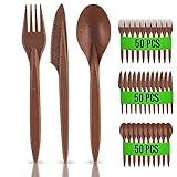 RAGO® Wiederverwendbaren Besteck Set 150 Stück Umweltfreundlich aus WPC I...