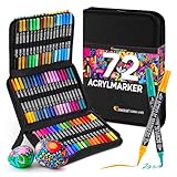 Zenacolor 72 Acrylstifte für Steine Wasserfest - mit Doppelspitze (feine...