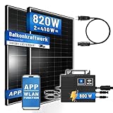 Balkonkraftwerk Komplettset 820W / 800W, Solarmodule je 410Wp Glas Folie,...