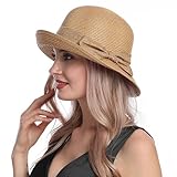 Strohhut Damen Fedora Trilby Hüte Sommerhut Sonnenhut Faltbarer Panama Hut...
