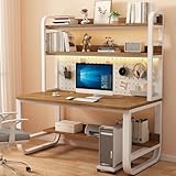 RiouPsithuric Moderner Büroschreibtisch mit Ablage und Stecktafel,...