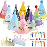 YOUYIKE 24 Stücke Kinder Partyhüte Set, Papier Krone Hut Party Kegel...