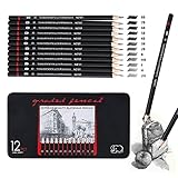 ariel-gxr Bleistift Set,12 Stück Zeichenstifte Skizzierstifte Set 8B 7B 6B...