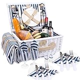 HYBDAMAI Picknickkorb Set für 4 Person mit Kühlfach und wasserdichte...