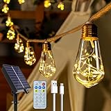 Ollny Solar Lichterkette Aussen, mit 16 S17 Glühbirnen 8M Lichterketten...