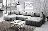 NAWSTOL - Ecksofa Milano U 346 x 188 cm, Sofa mit Schlaffunktion und...