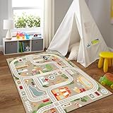 MmotZsb Spielteppich Kinder, Autoteppich Kinder mit Straßendesign,...