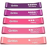 Gritin Fitnessbänder [5er Set] Widerstandsbänder mit 5 Stufen, 100% Latex...